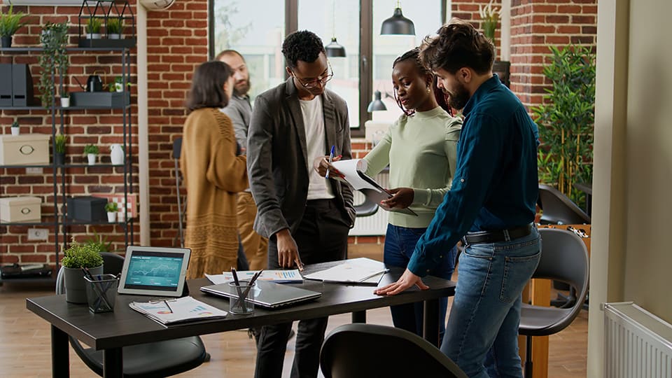 People in an office working